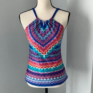 JANTZEN Women Multi Color High Neck Tankini Swim Top | S